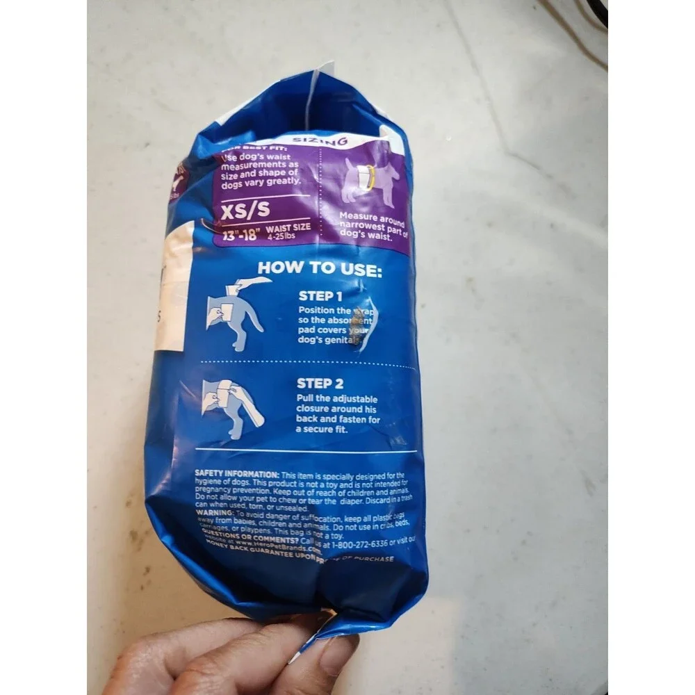 Out!  PetCare  Disposable  Male Dog Wraps   XS/S   12 Count NEW sealed (1061)